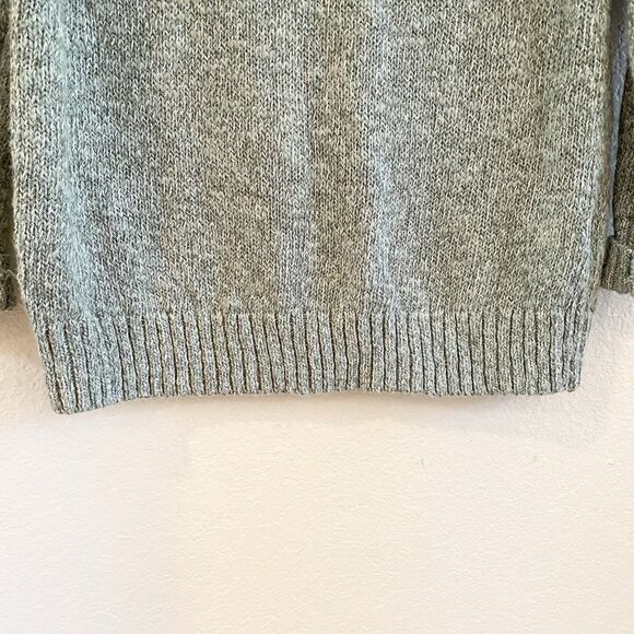 LL Bean Womens Sweater Sz Small Cream Green Marled Knit Cotton Roll Neck Preppy - Picture 9 of 11